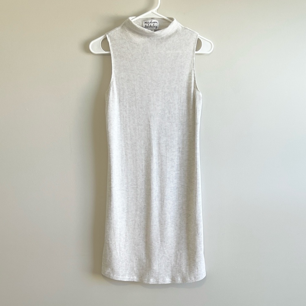 Madison & Berkeley Ribbed Knit Mock Neck Sleeveless Dress